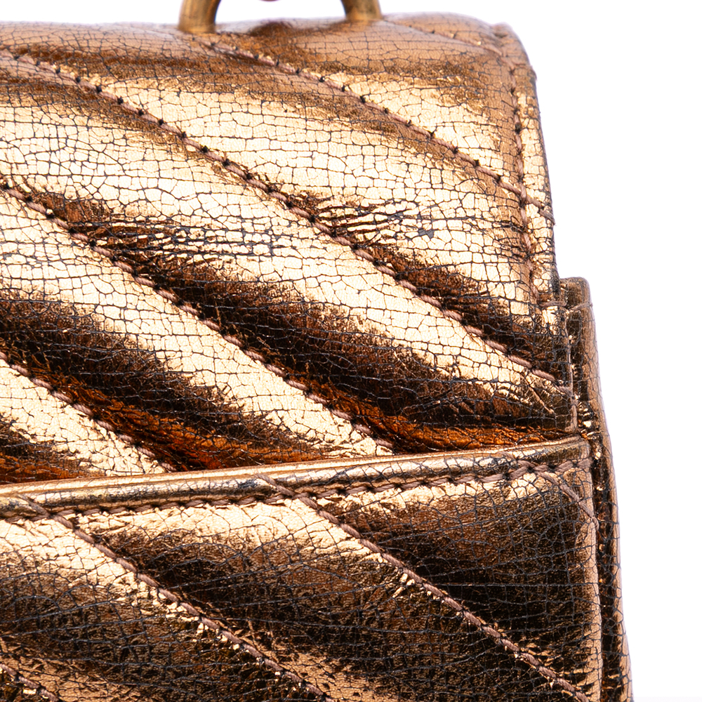 Pre-Loved Saint Laurent Medium Metallic Calfskin Chevron Monogram College Bag - Picture 10 of 12